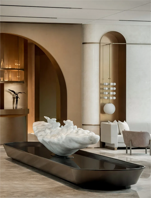 Modern commercial space featuring mirror stainless steel sheet panels and decorative stainless steel plate installations creating sophisticated aesthetic environment