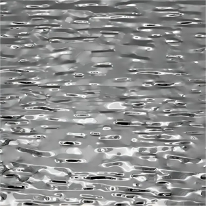 Silver wave pattern stainless steel sheet with flowing textured surface for decorative wall cladding