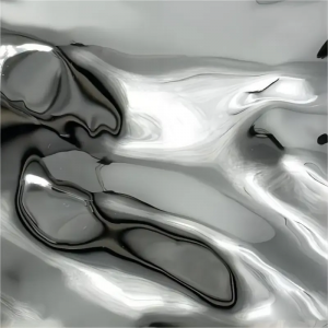 Bright silver water ripple stainless steel metal sheet with high-shine wave texture for decorative architectural panels