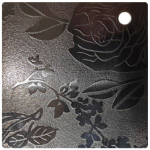 Flower pattern etched stainless steel plate