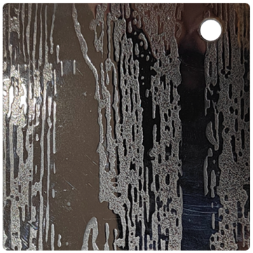 Wood grain style stainless steel etched plate