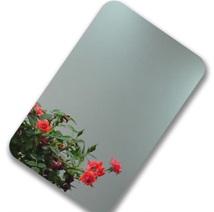 Grey mirror finish stainless steel sheet – sleek neutral silver-grey reflective metal panel
