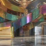 PVD color stainless steel panels installed on staircases for interior decorative application