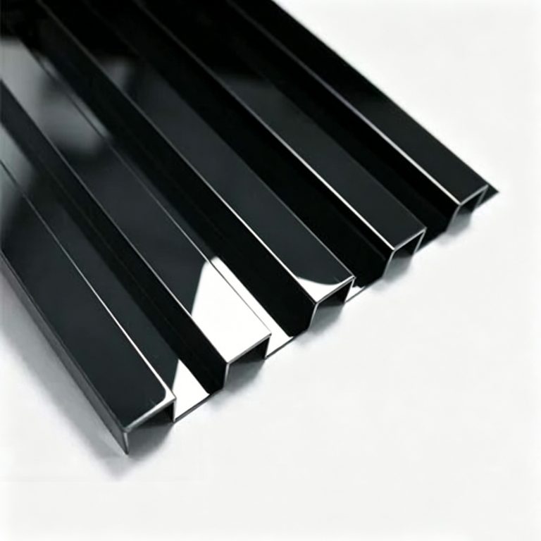 Black stiffened stainless steel curtain wall panels with reinforced ribbed profiles for high‑strength building facades.