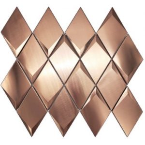 Diamond-shaped stainless steel mosaic tile with 74x122mm chips and 250x300mm module from XinYe Steel