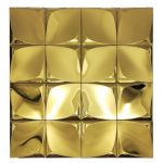 Gold stainless steel mosaic decorative tiles with a shimmering metallic grid pattern, ideal for KTV wall cladding and entertainment venue interiors.