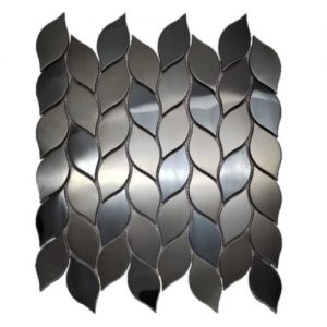 Matte black stainless steel mosaic tile with square grid pattern, modern decorative interior wall tile