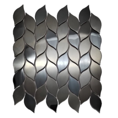 Matte black stainless steel mosaic tile with square grid pattern, modern decorative interior wall tile