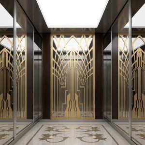 Golden Patterned Mirror-finished Elevator Car Panels