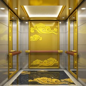 Golden decorative stainless steel elevator car panels